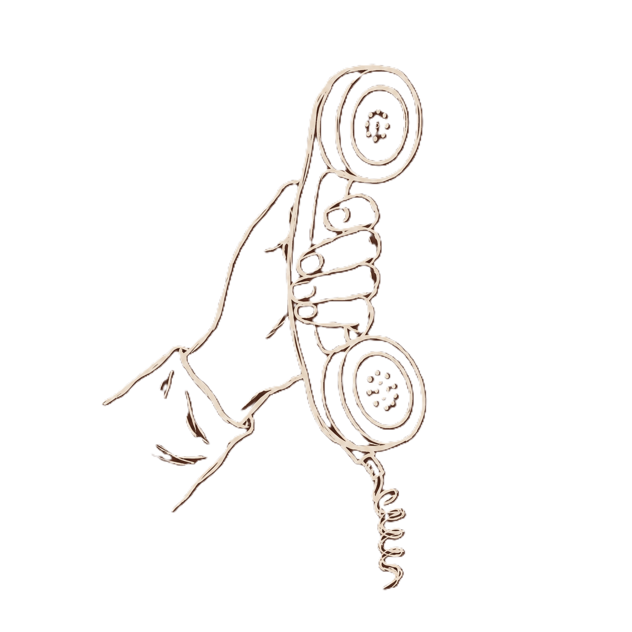 Hand holding receiver phone sketch